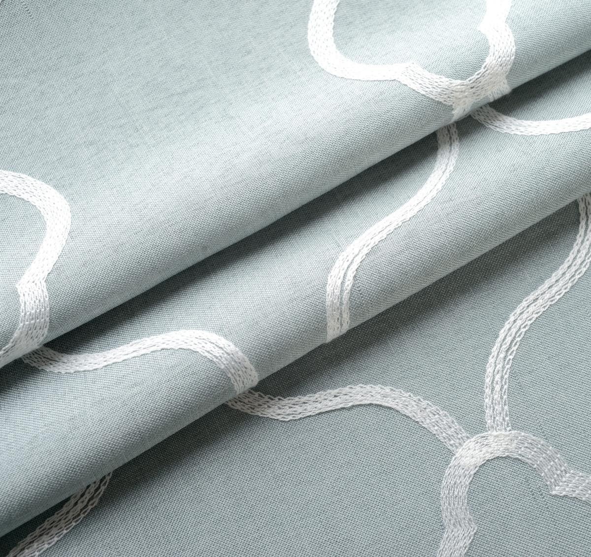 Luxurious Moroccan Embroidered Semi-Sheer Curtains – Sea Foam, 52×63 In (Pair)