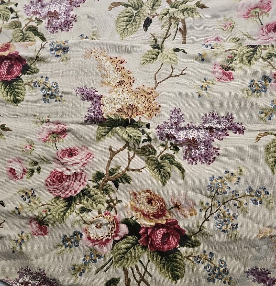 Waverly Emmas Garden Ascot Valance w Tassel Cabbage Rose Floral Set of 2