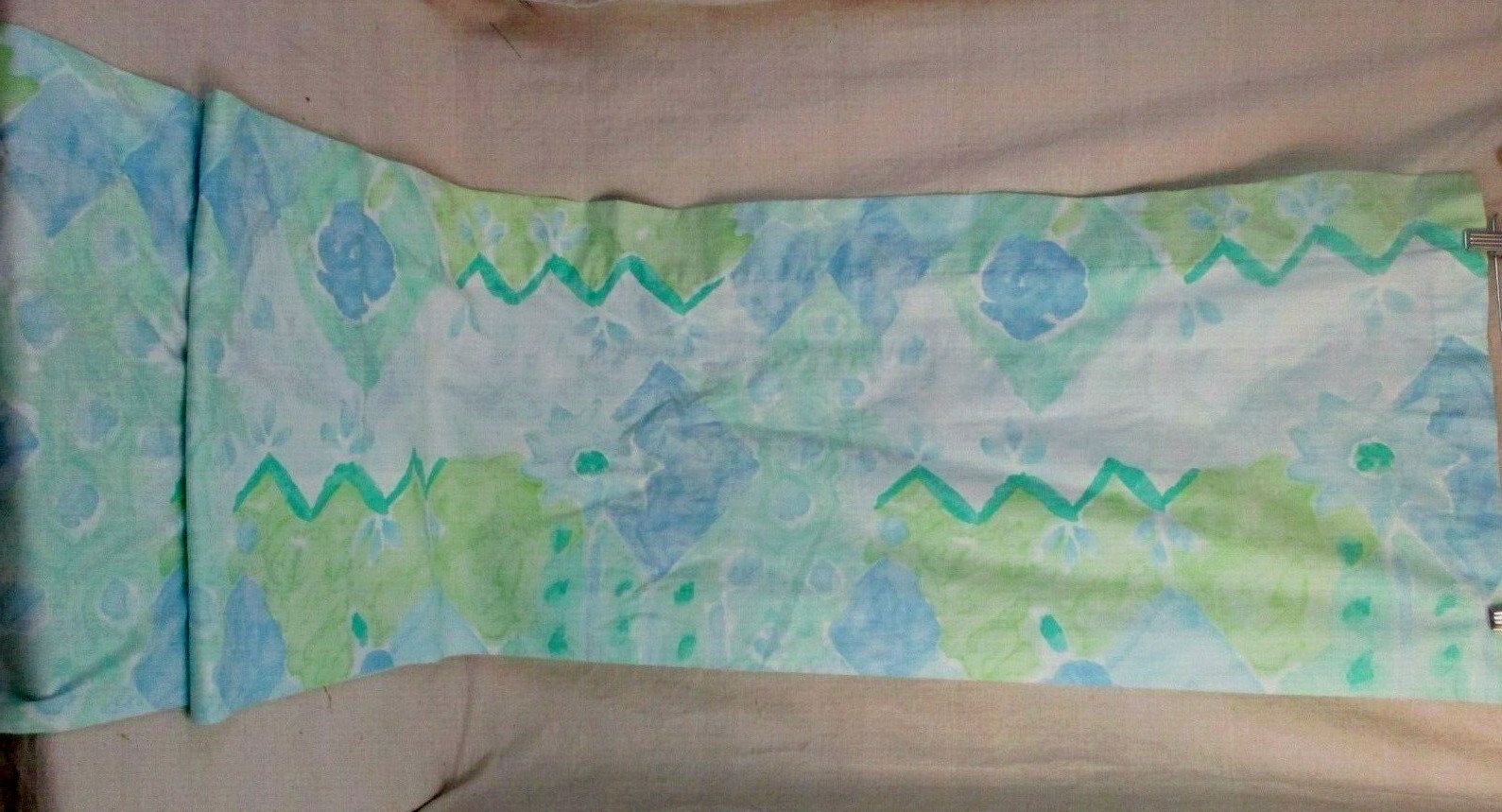 Vtg Revman Window Valance Blue Green Floral Watercolor 17″ H x 34″ L USA