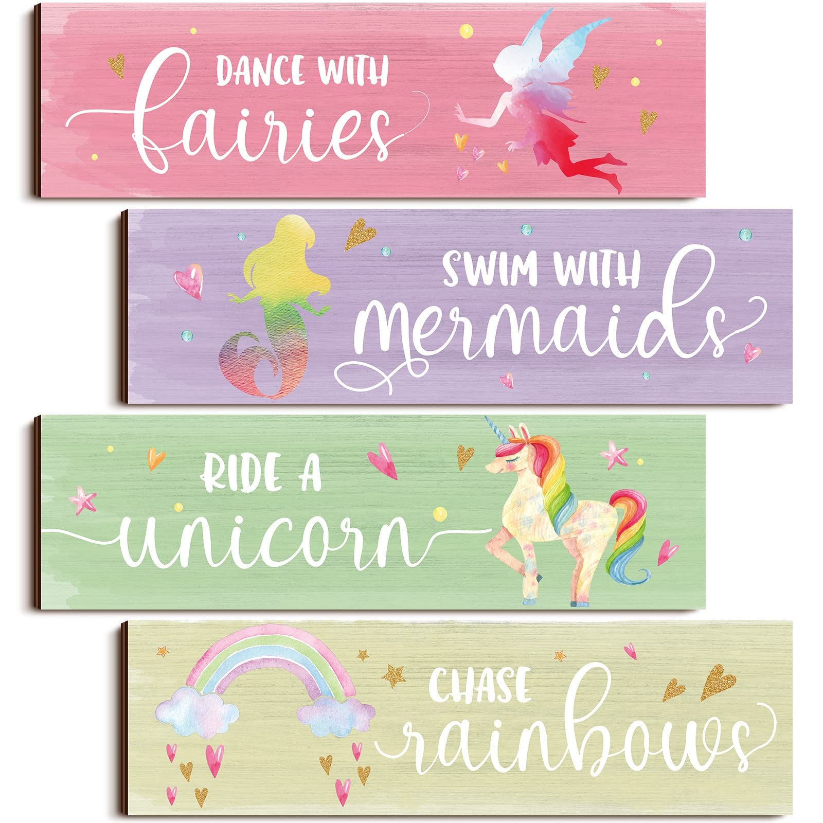 Yulejo Unicorn Rainbow Girls Room Wall Decor 12 x 3.5 inches, Novel Style