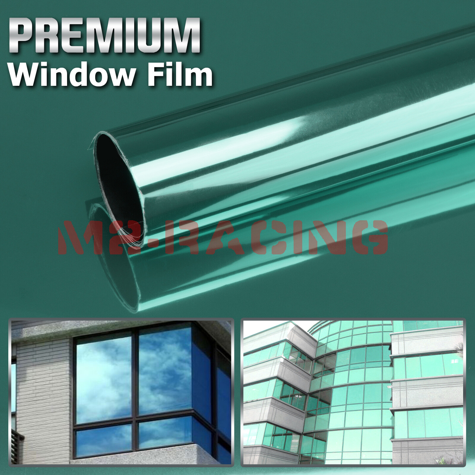 Green Chrome Window Tint One Way Mirror Film UV Heat Reflective Home Office #12