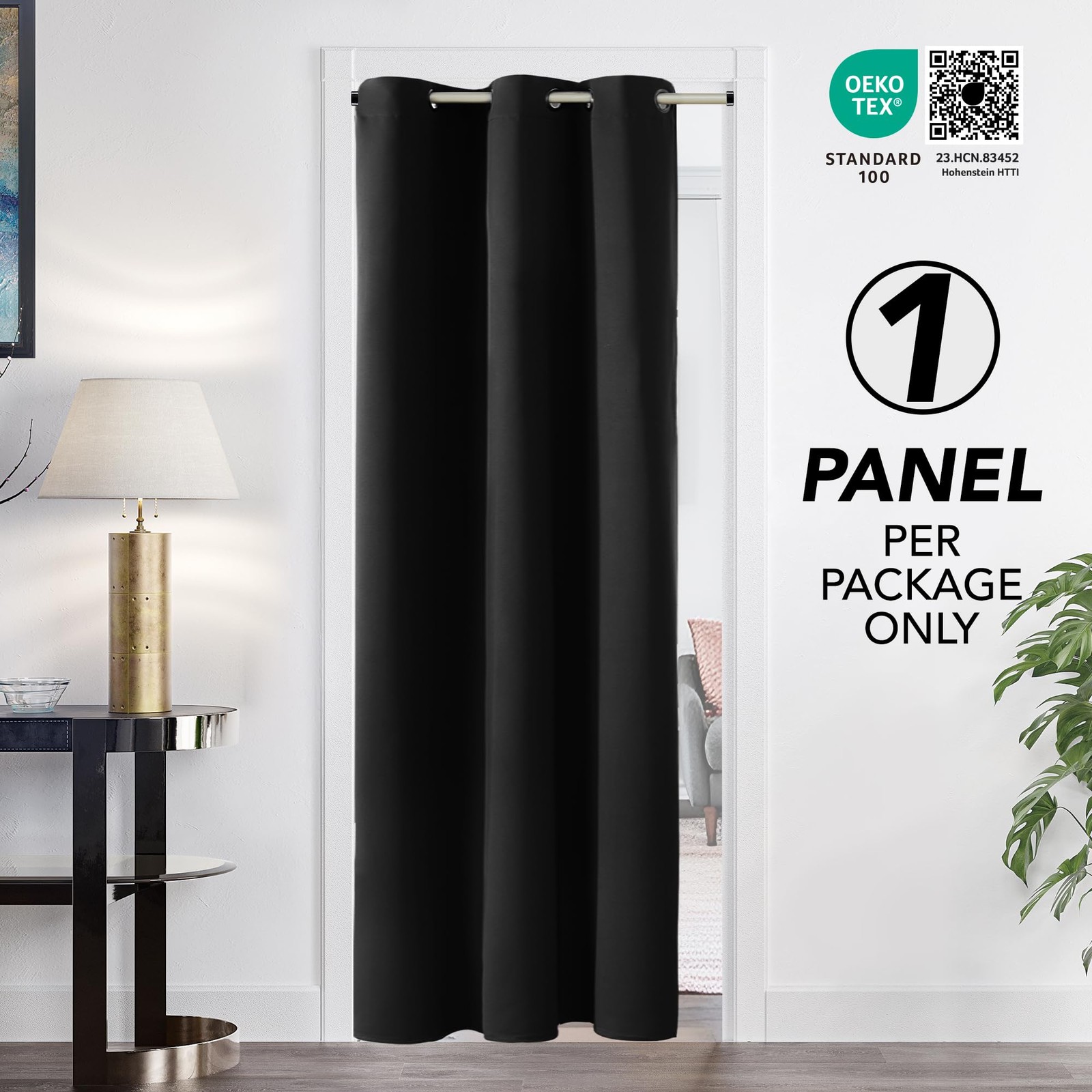 Blackout Curtain Panel – Solid Grommet Top, Thermal Insulated & Energy‑Saving…