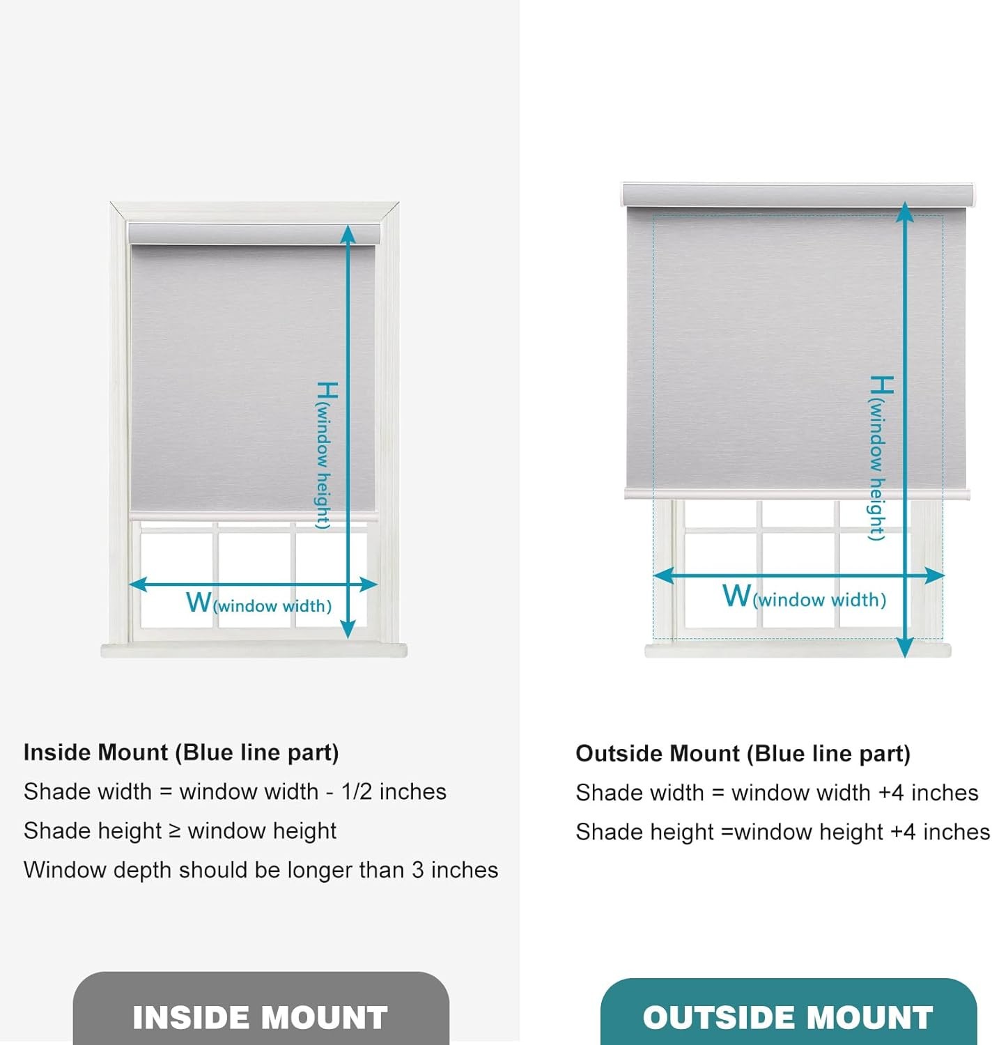 Changshade Custom Cut Blackout Roller Shades Roller Blinds Window for Window