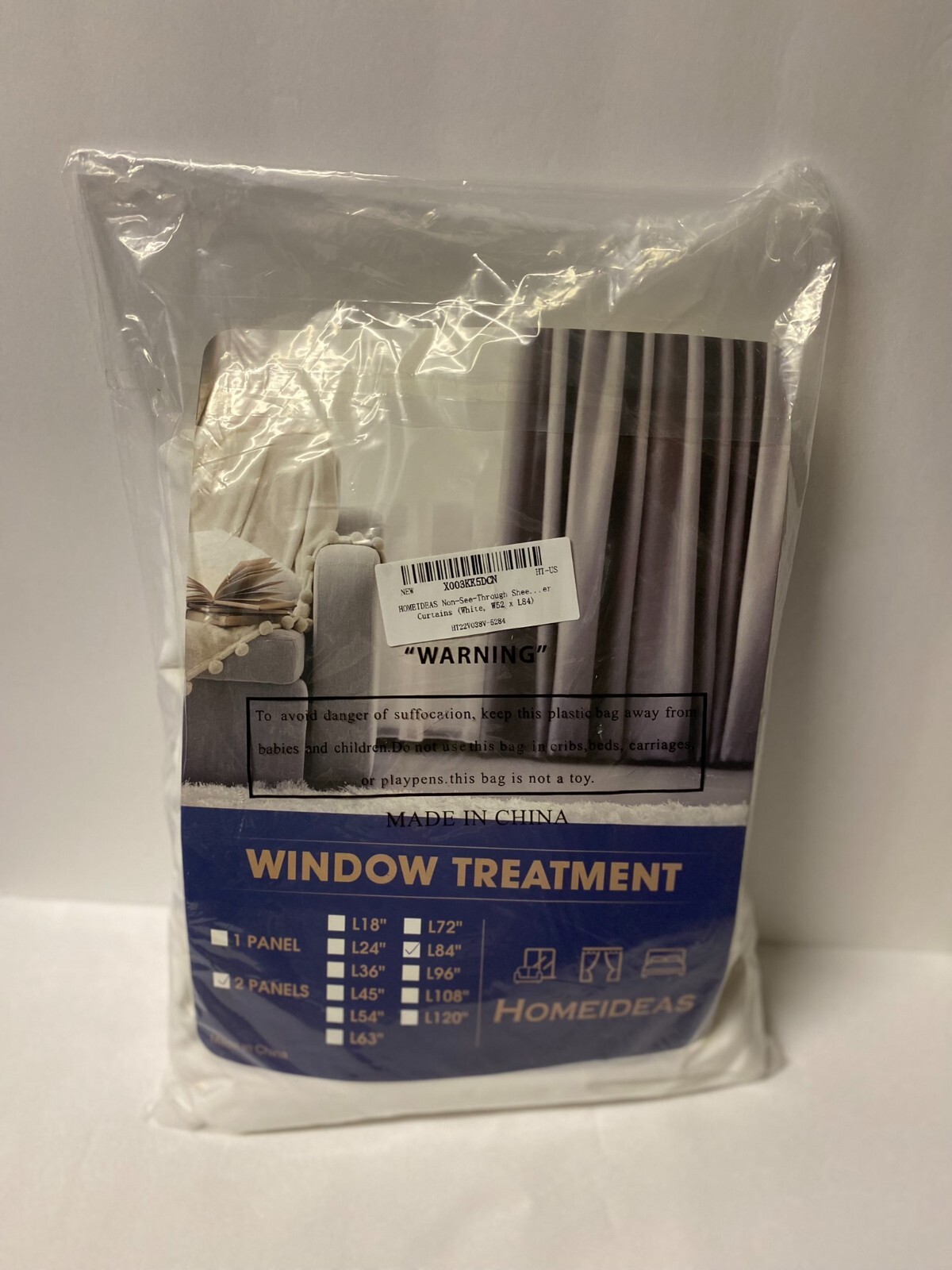 HOMEIDEAS Window Treatment Non- See- Through Sheer 52×84 2 Panels