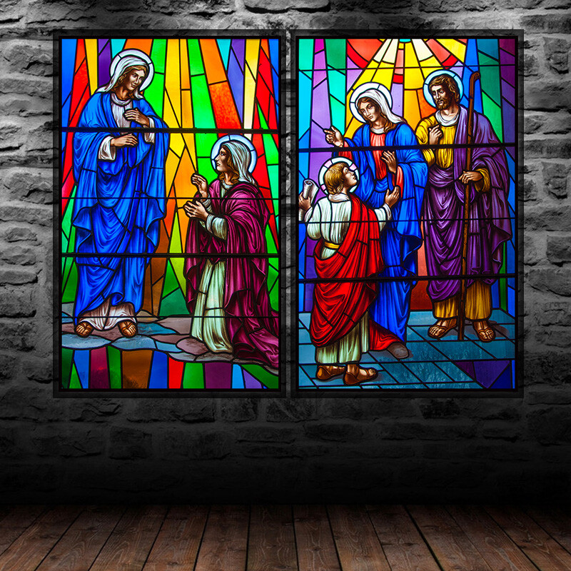 Self-adhesive Window Film Church Stained Glass Sticker Opaque Retro Decorate NEW