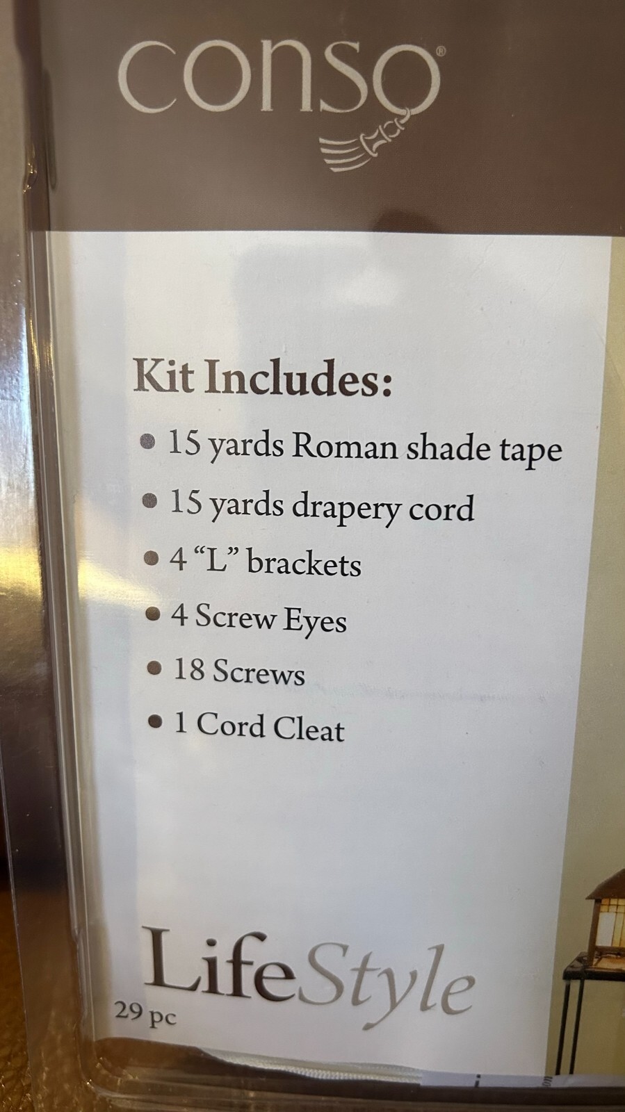 Conso Roman Shade Kit 1451008001C 29 pc 48″W x 60″ L NIP