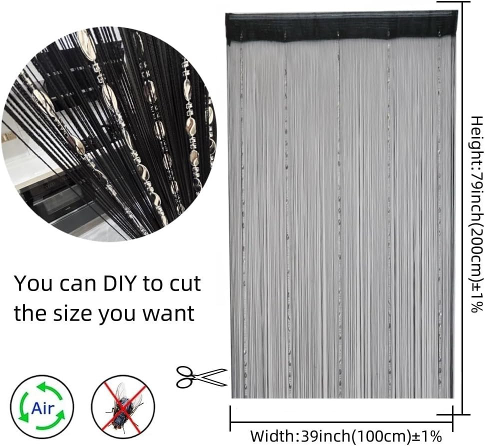 100cmX200cm Decorative Door String Curtain Beads Wall Panel Fringe Window Room D