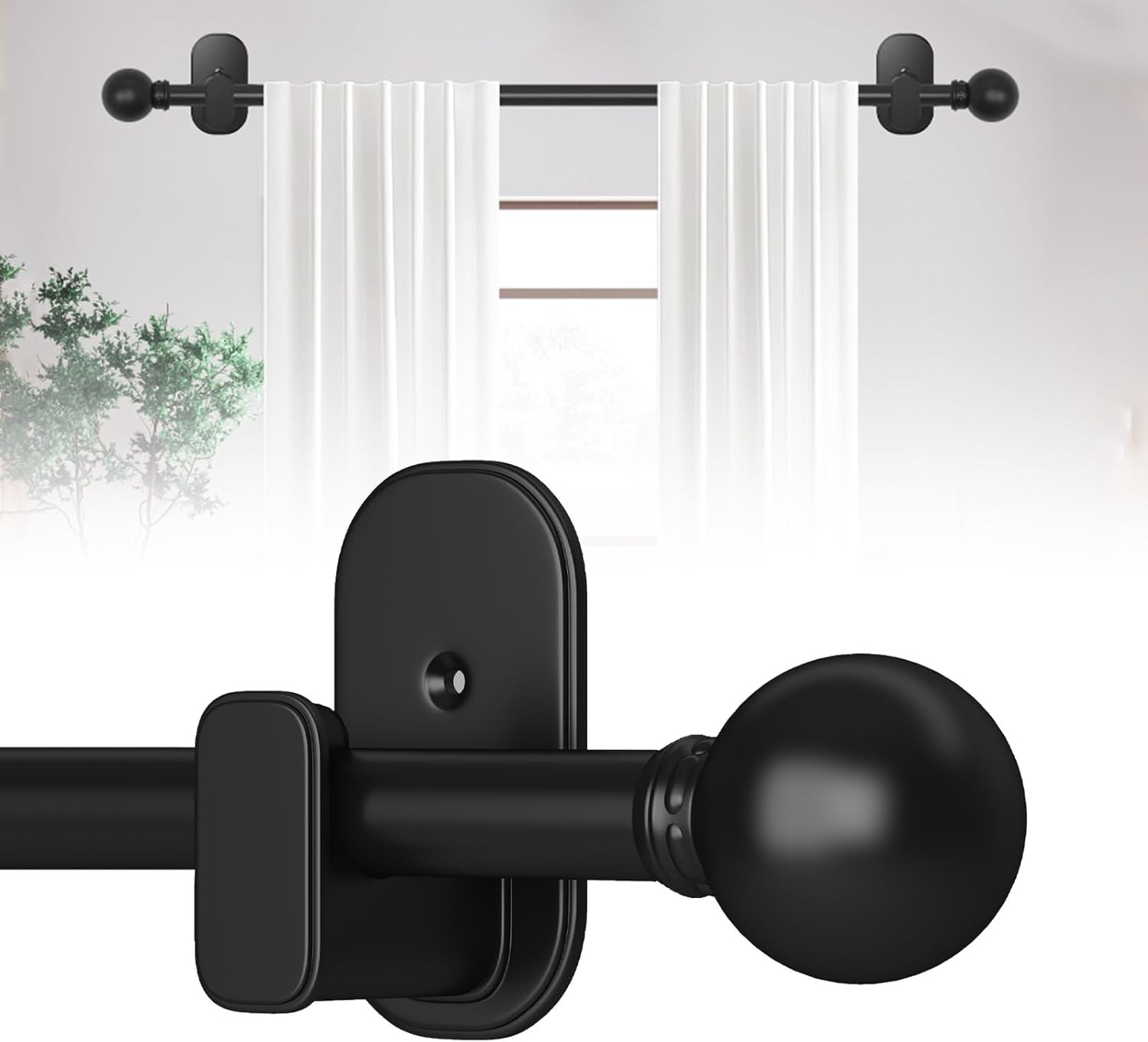 Curtain Rods No Drilling for Windows 18 to 45 Inch:No Drill Small Black Curta…