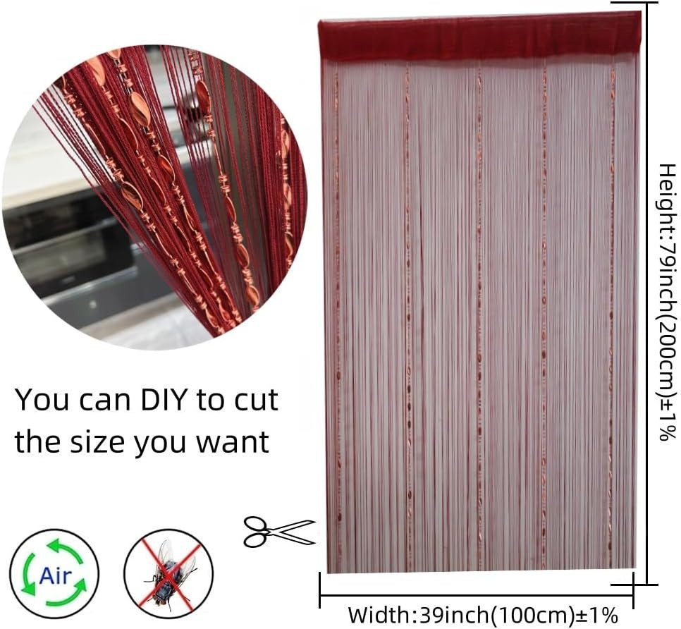 100cmX200cm Decorative Door String Curtain Beads Wall Panel Fringe Window Room D