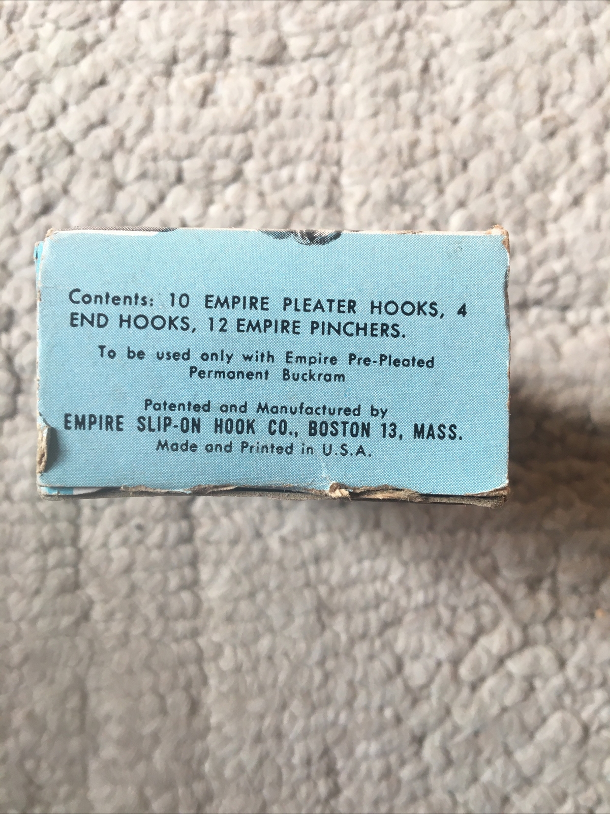 Vintage box of Empire slip-on pleater hooks and pinchers