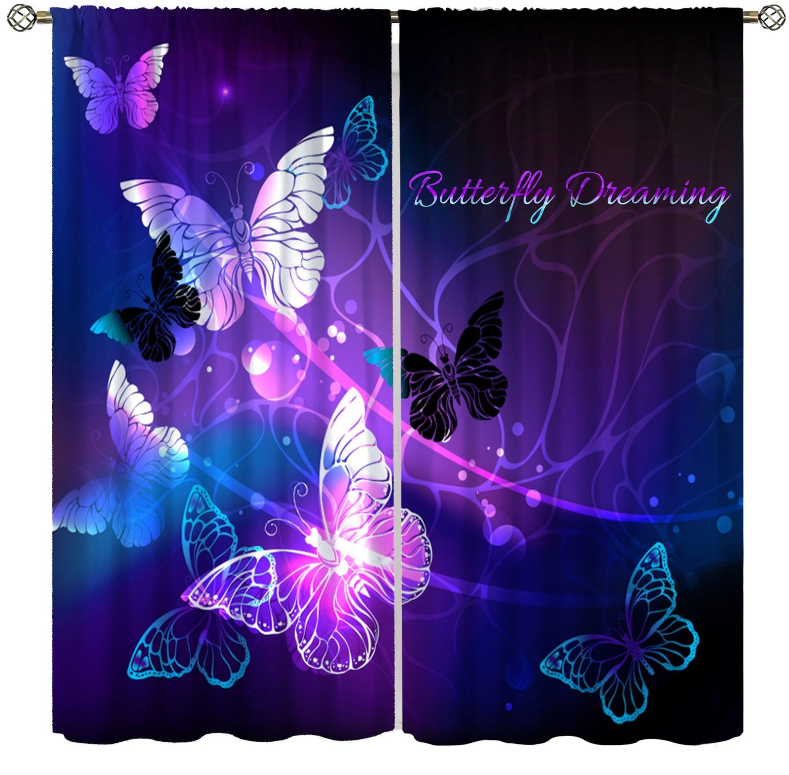 Purple Butterfly Curtains,Fantasy Mystery Fantasy Beautiful Butterfly Flower …