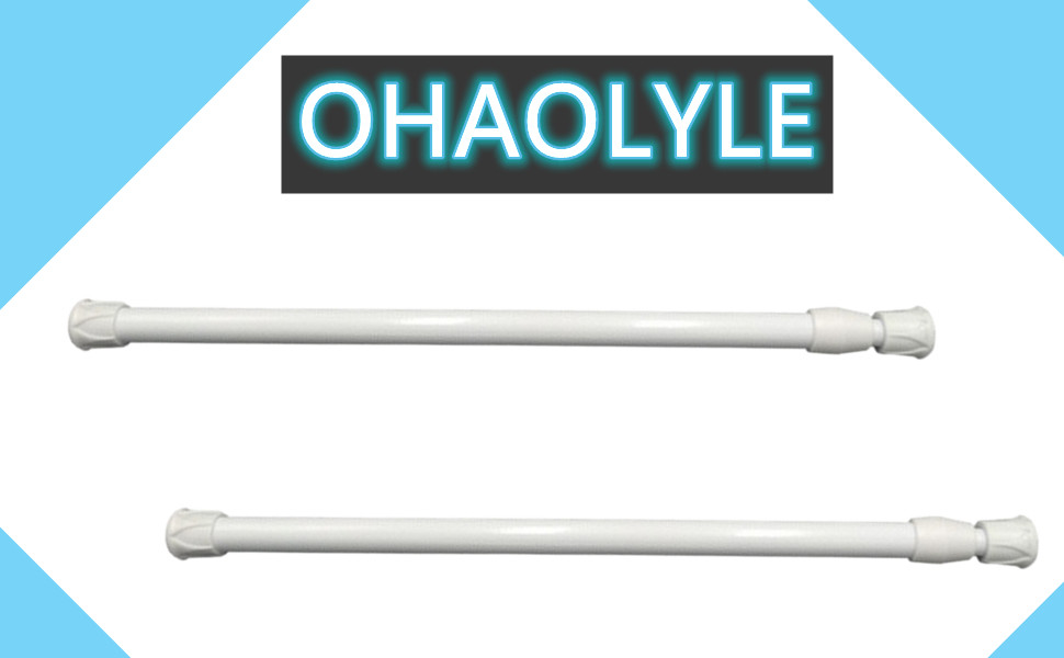 Tension Rod Extendable Curtain Poles,No Drill,White, 2pcs | 30-50cm Extendable