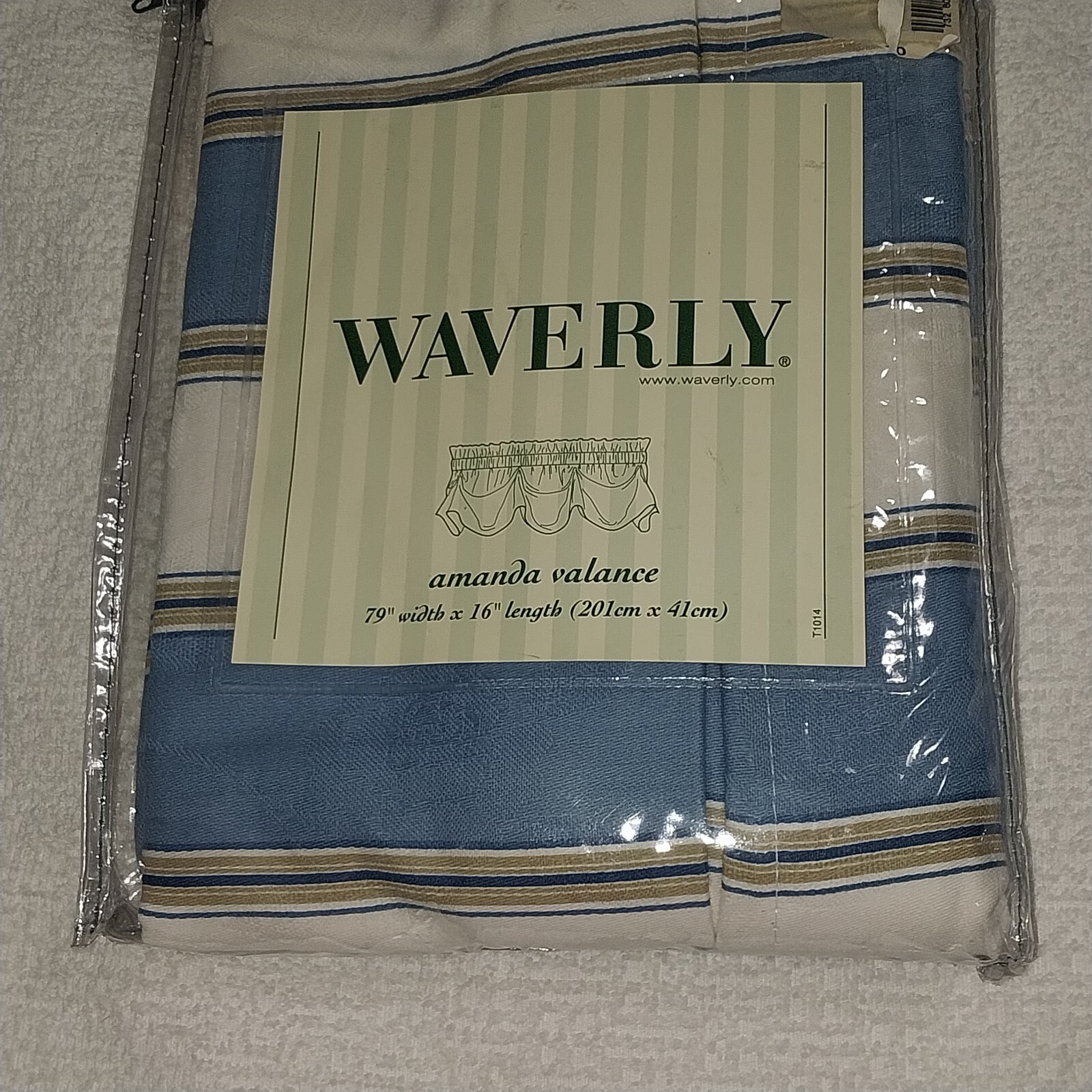 Waverly Delft Amanda Window Valance Melrose Striped Blue White Tan 79 W x 16 L