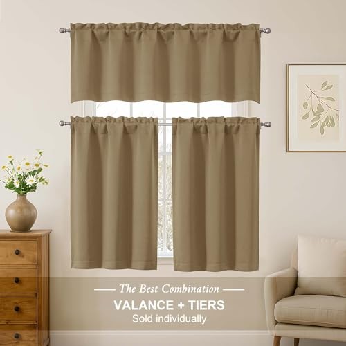Valance for Windows, Small Blackout Kitchen 60″W x 14″L (Pack of 1) Taupe