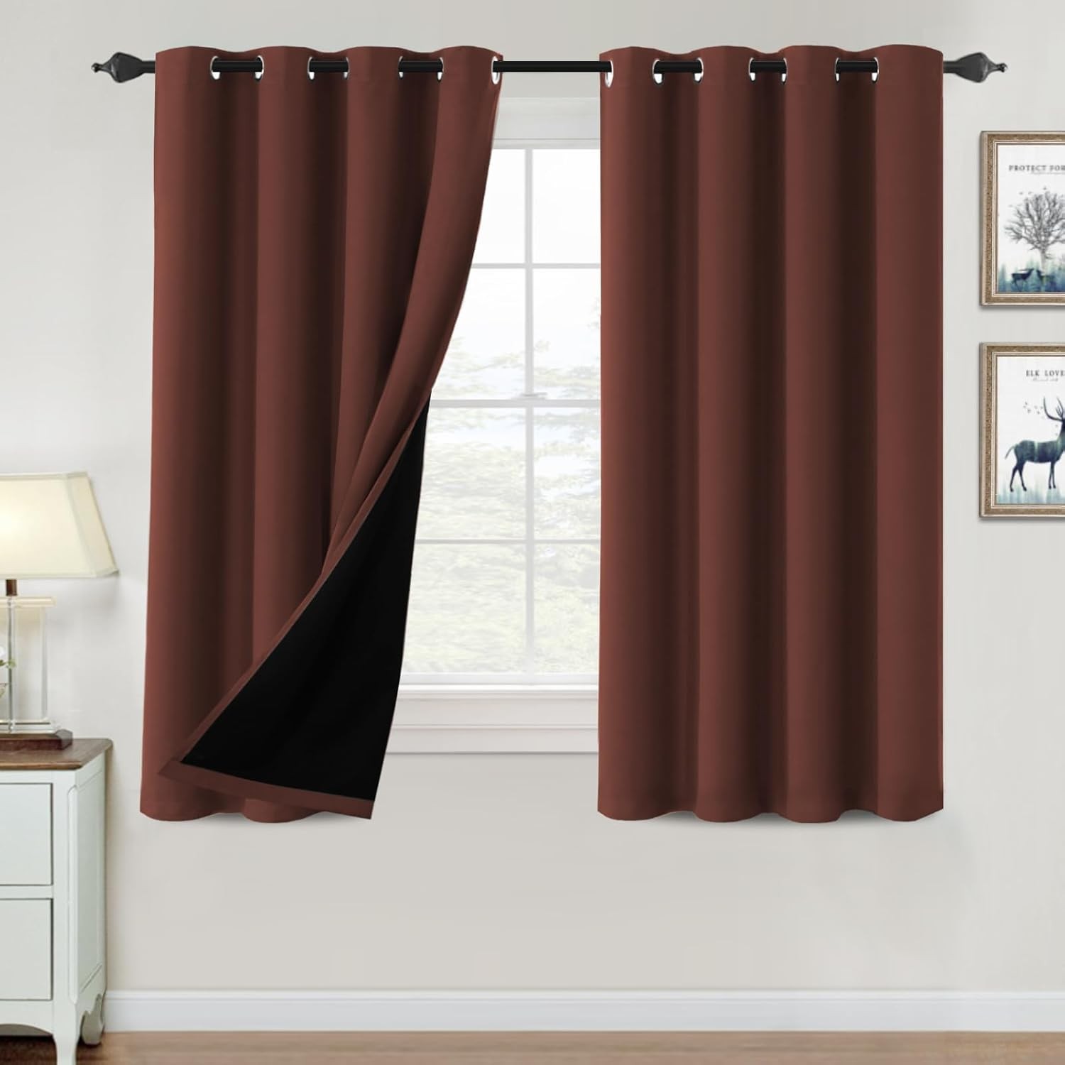 100% Blackout Curtains for Bedroom Thermal Insulated Blackout Curtains 54 Inch L