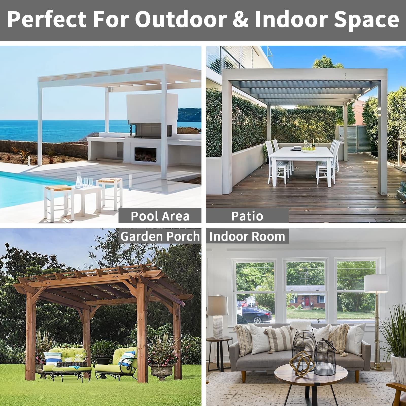 100% Waterproof Outdoor Curtains Windproof Weatherproof Porch Curtains, Premi…
