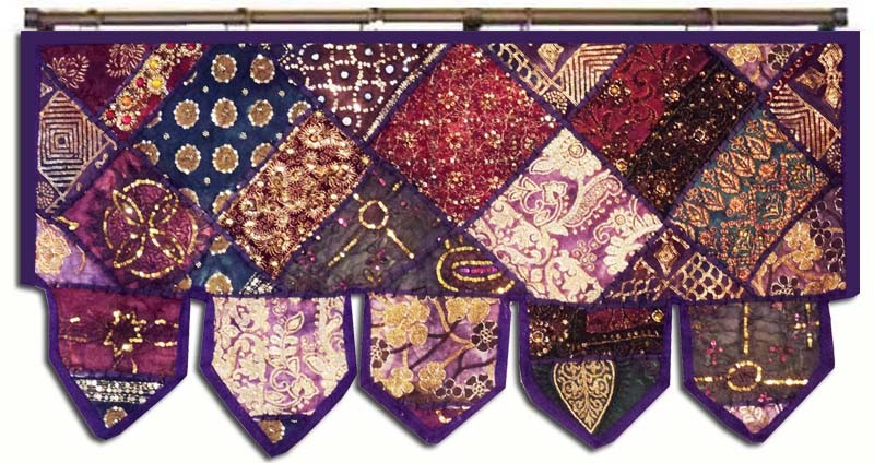 38″ VINTAGE DÉCOR SARI DOOR WINDOW SEQUIN TAPESTRY VALANCE TORAN TOPPER HANGING