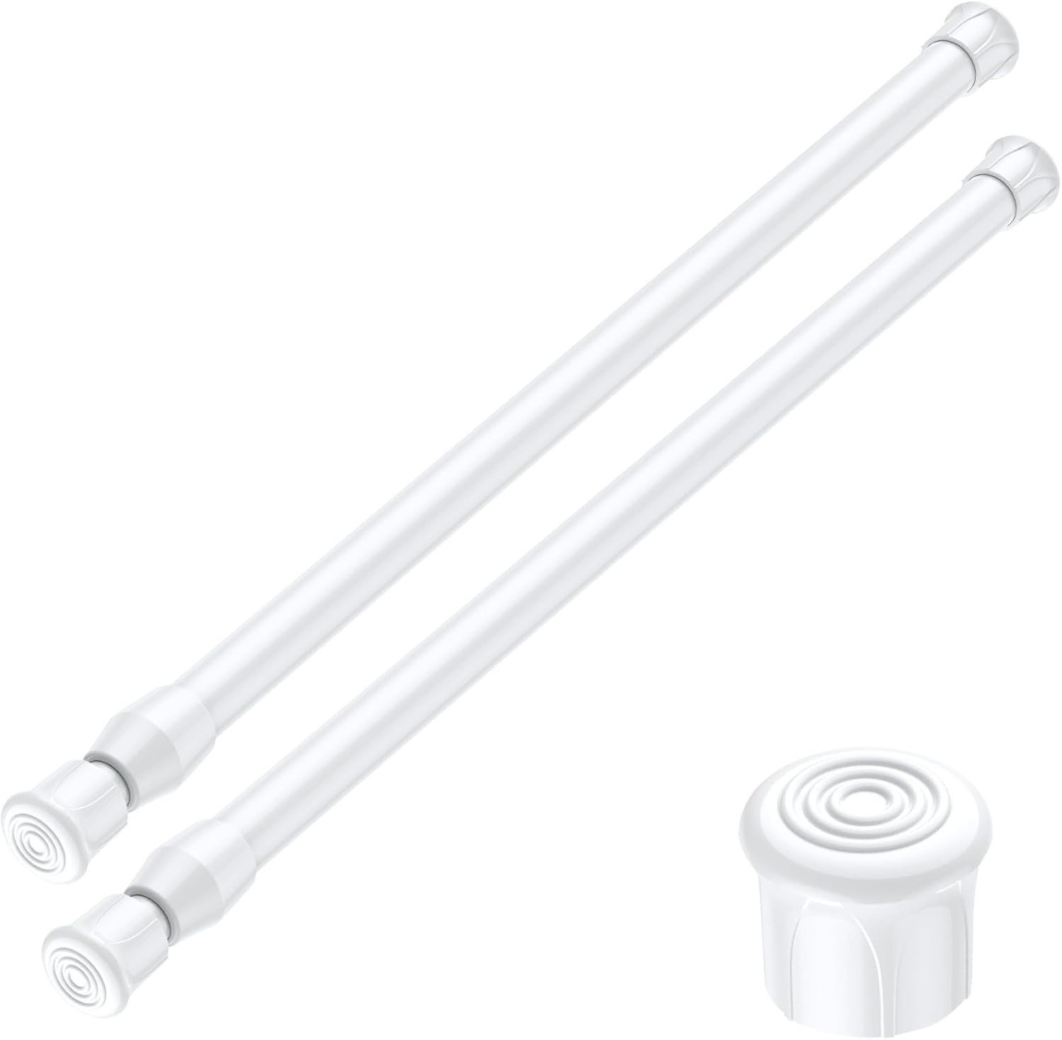AIZESI 2PCS White Tension Rod 17 to 28 Inch, Adjustable Spring Curtain Rod No Dr