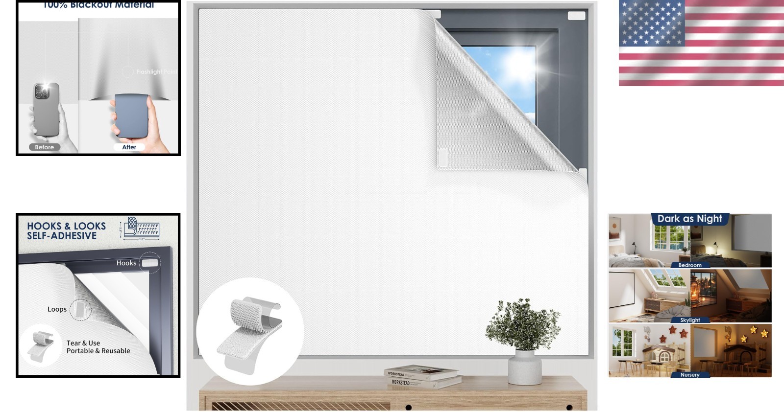 Customizable 100% Blackout Shades – Easy Adhesion & UV Protection for Bedrooms
