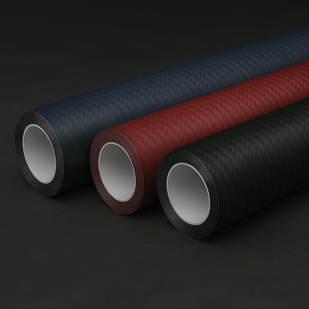 Rockrose 3D Matte 3D Black Carbon Fiber Vinyl Wrap, Anti-Wrinkle, Air Release Au