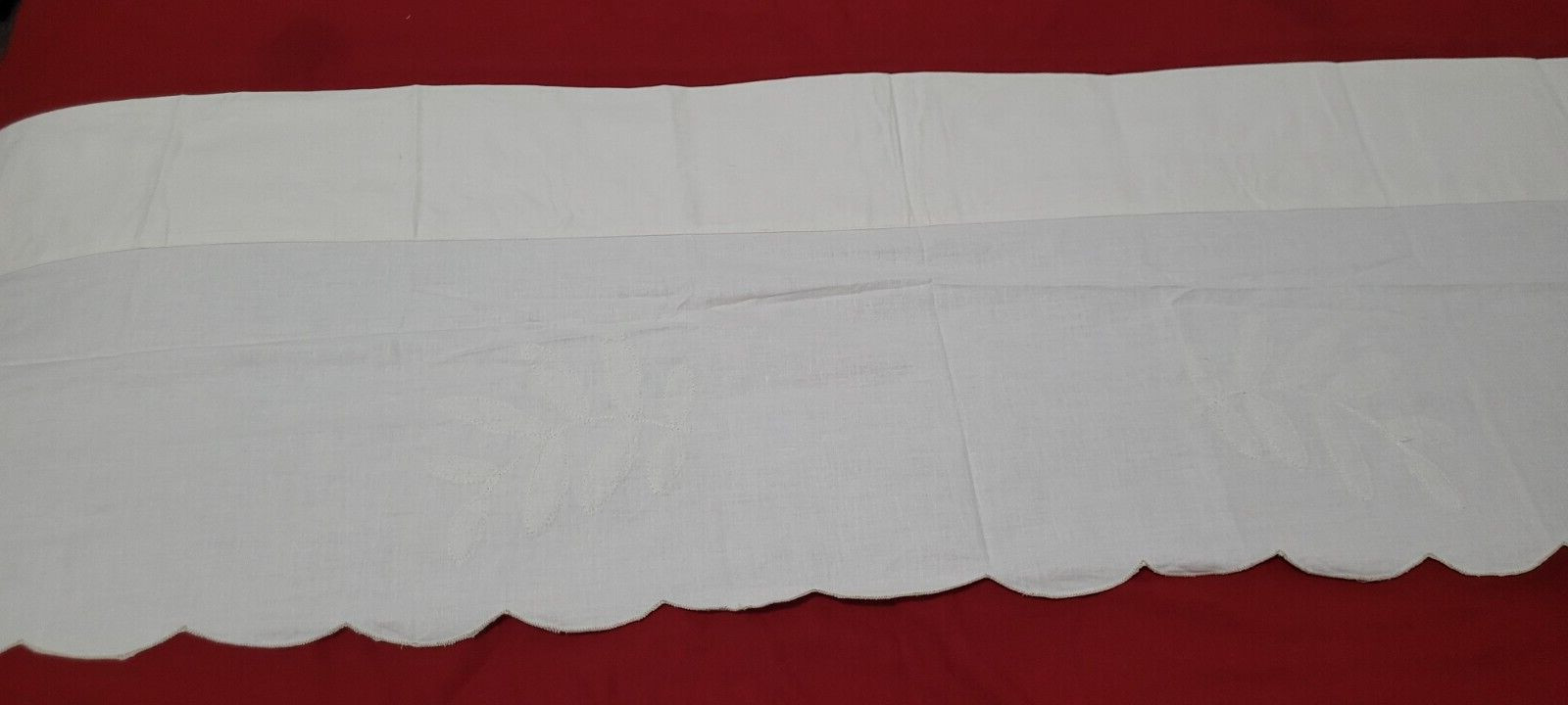Crochet Leaves 2 Panels w/Valance & 2 Panel Tiers Cotton Off White 5 Pc READ