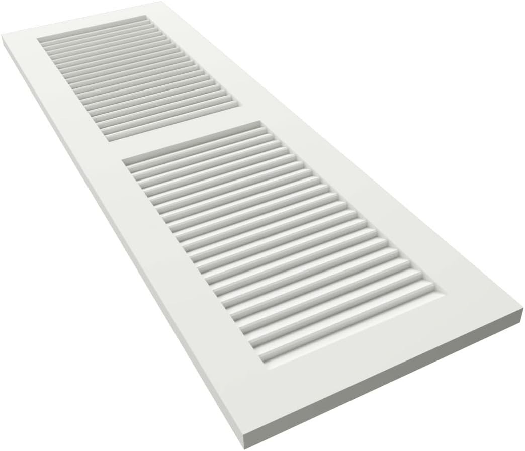 Ekena Millwork 18×55 True Fit PVC Two Equal Louver Shutters Pair Unfinished
