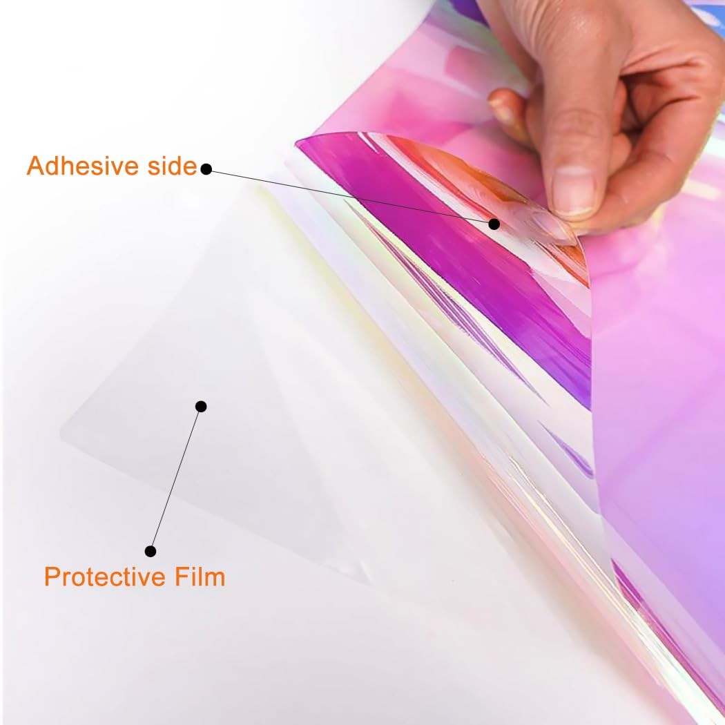 Iridescent Window Film, Holographic Window Tint Decorative Dichroic Film Colored