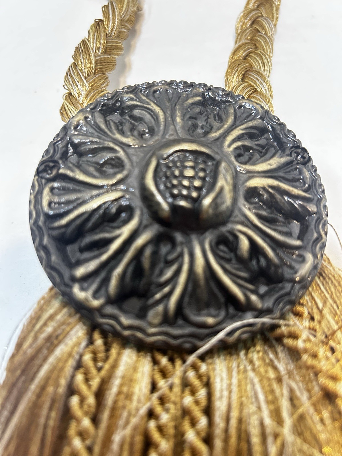 Tassel Elegance Designer Drapery Curtain Tie Back Large Tassel Medallion Braided