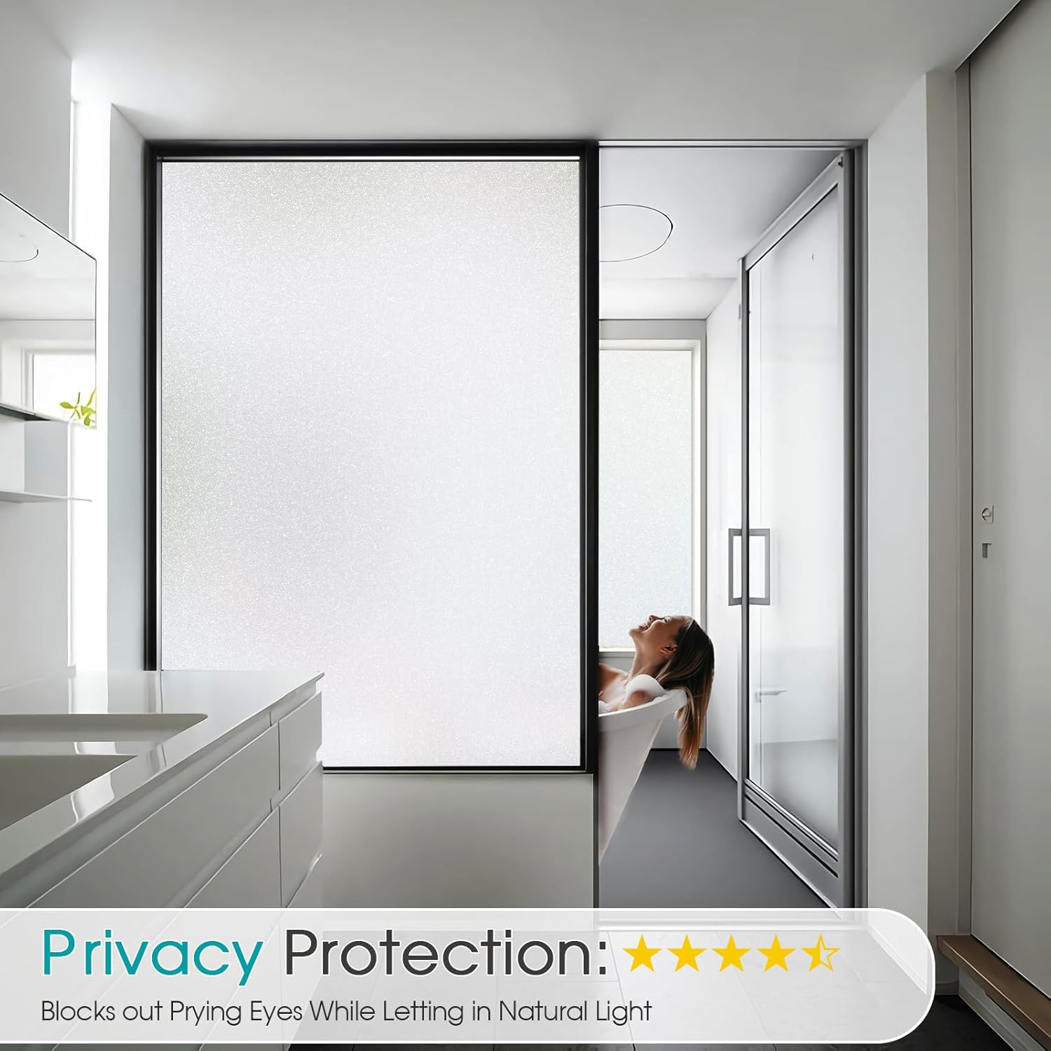 Coavas Window Privacy Film Frosted Glass Static Cling 17.5 x 78.7 Inch, Pure