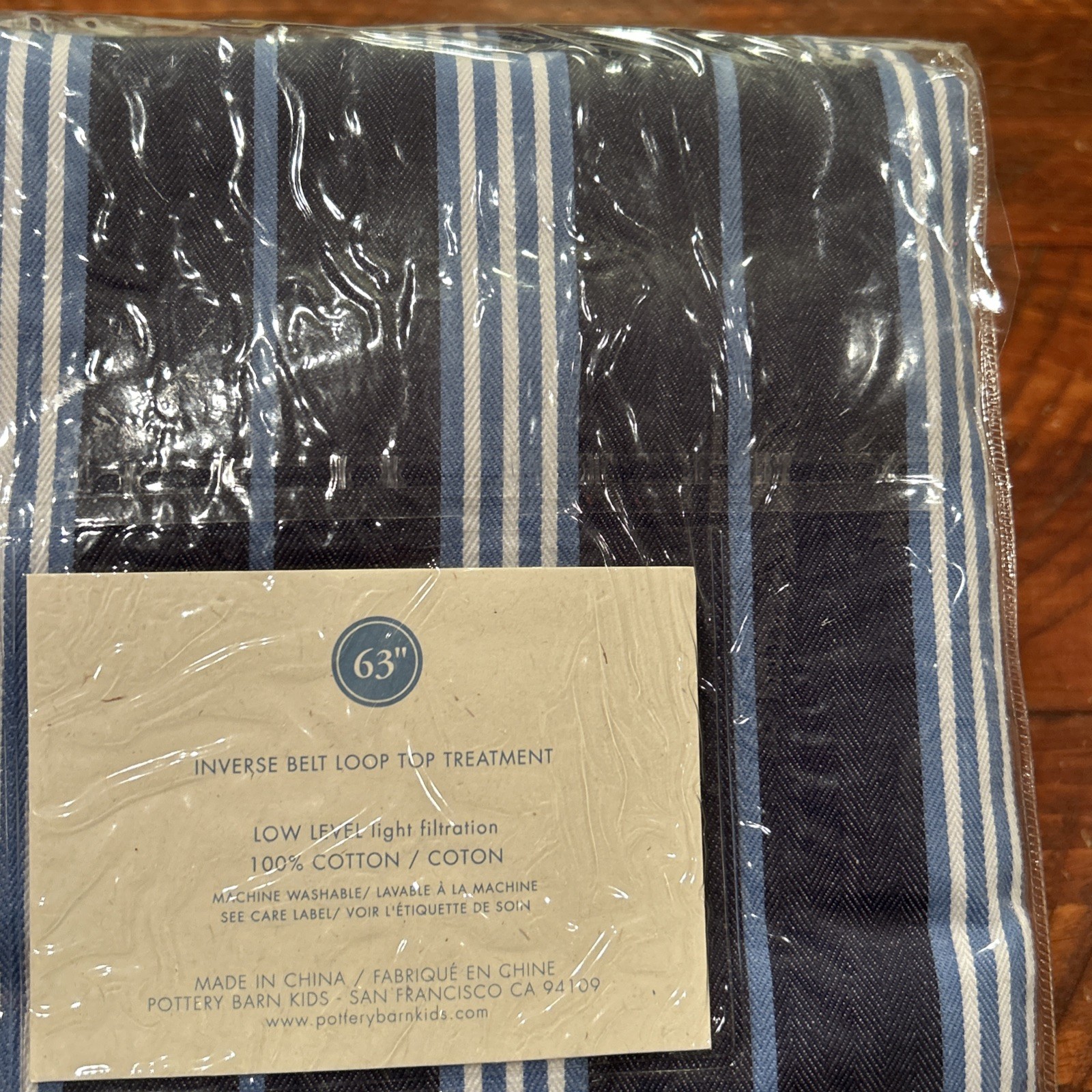 Pottery Barn Kids Classic Stripe Blue Panel Inverse Belt Loop 63″ Length/44″Wide