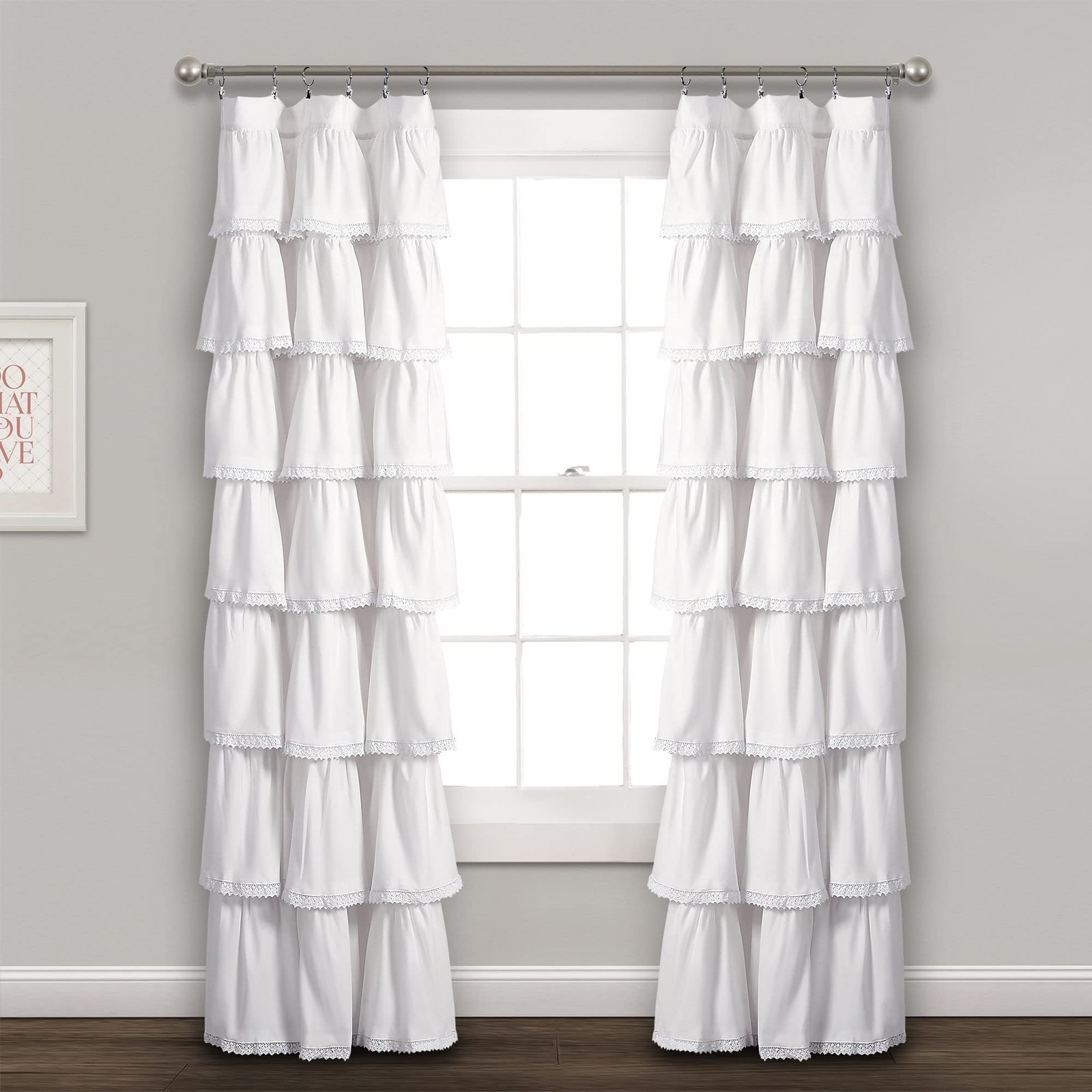Lush Decor Lace Ruffle Light Filtering Window 52″W x 84″L (Pack of 1), Blush