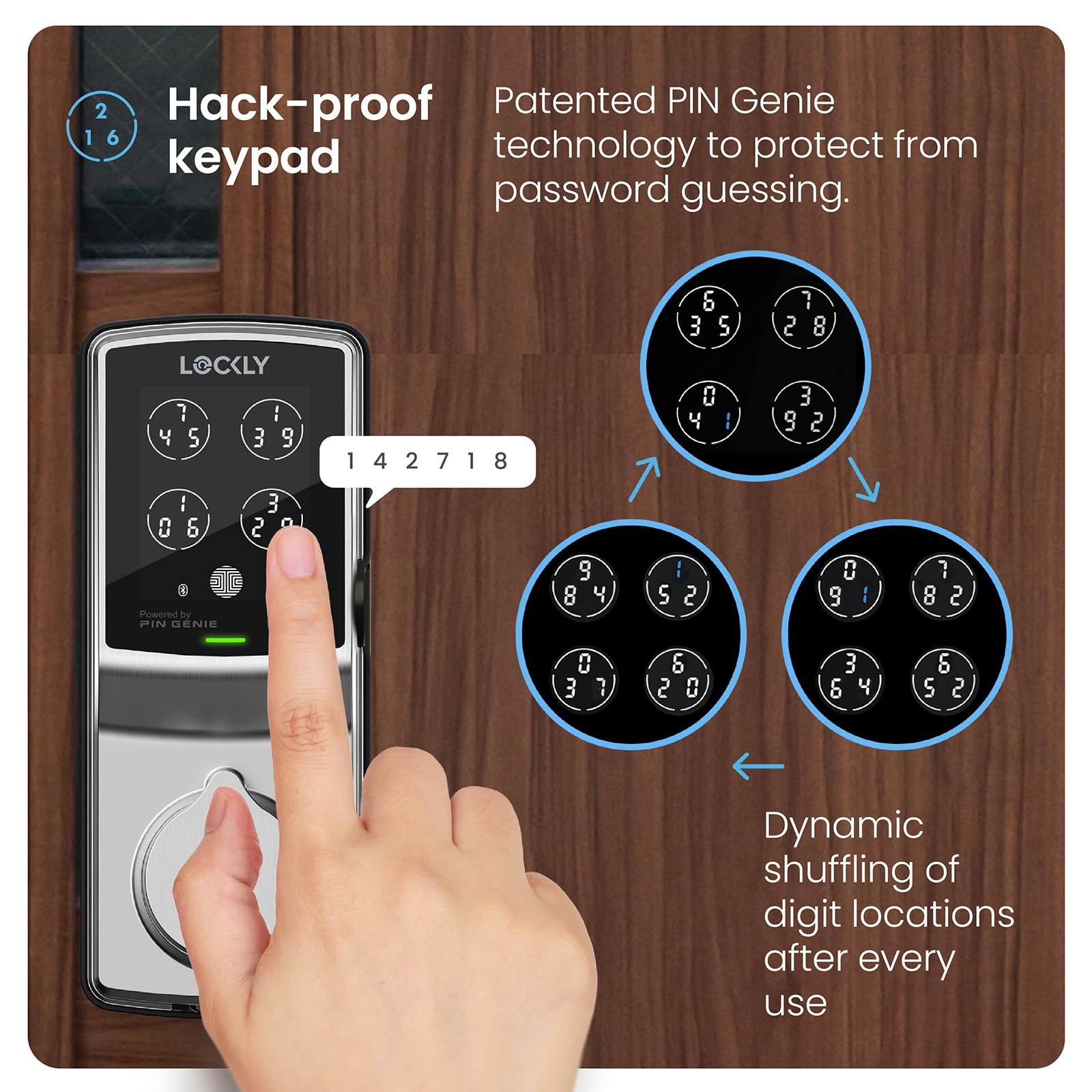 Lockly Secure Plus Bluetooth Smart Door Keyless Entry Pin Genie Digital Keypad