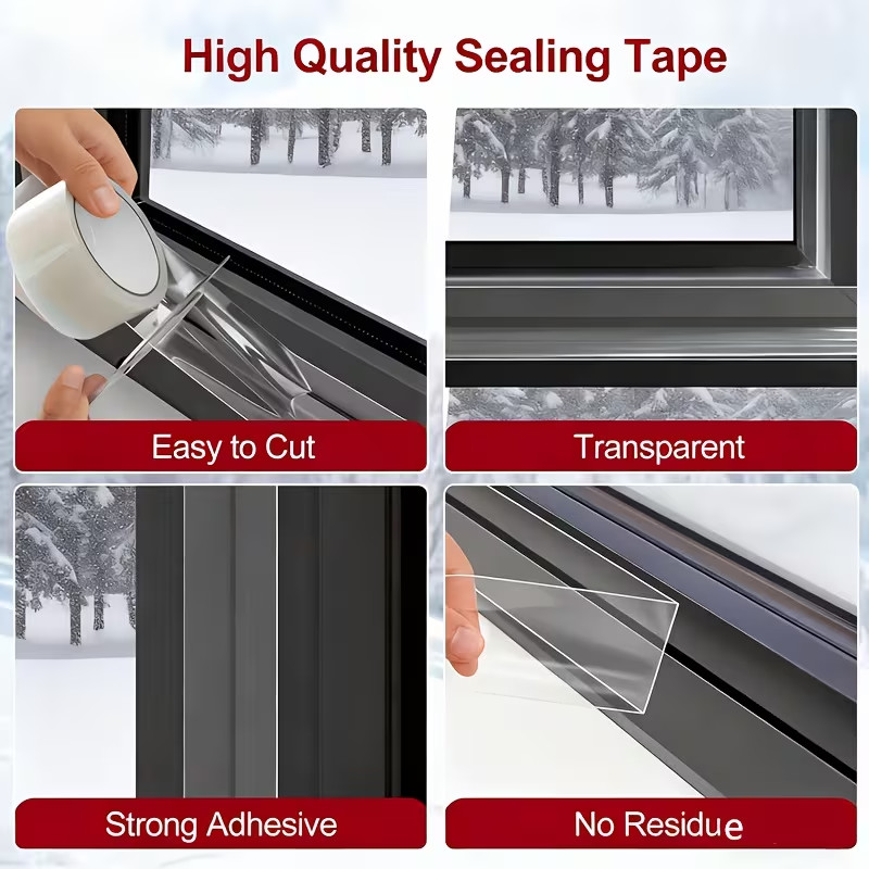 Transparent Door and Window Weather Stripping Tape Window Draft 2 Inch 32.8ft US