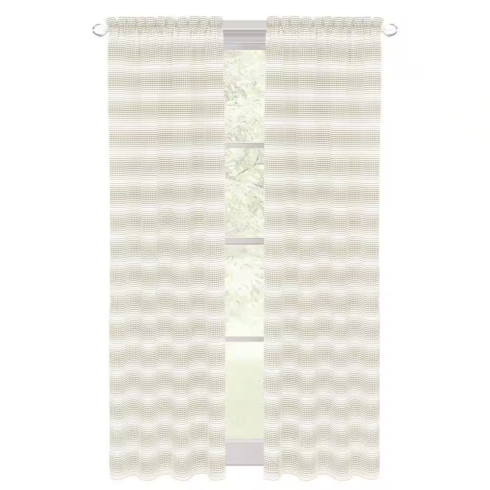 Gramercy Taupe Polyester Gradient Stripe 42In. W X 84In. L Rod Pocket Indoor Lig