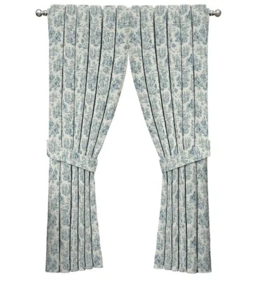 Waverly CHARMED LIFE Curtain Panel Cottagecore French TOILE Blue