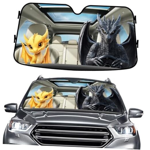 Dragon Wings Windshield Sun Shade for Car SUV Truck (69×35 Inches), Sun Shade