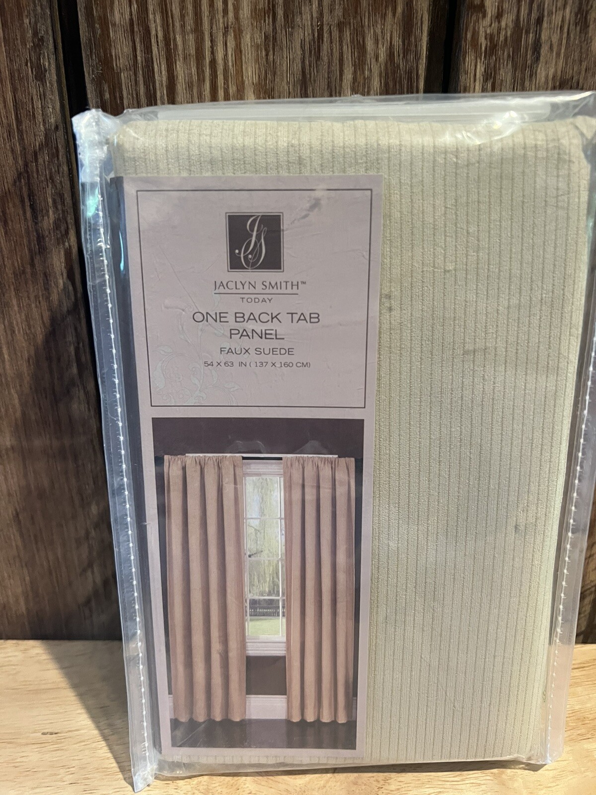 Jaclyn Smith One Back Tab Panel – Faux Suede – Taupe – New In Package