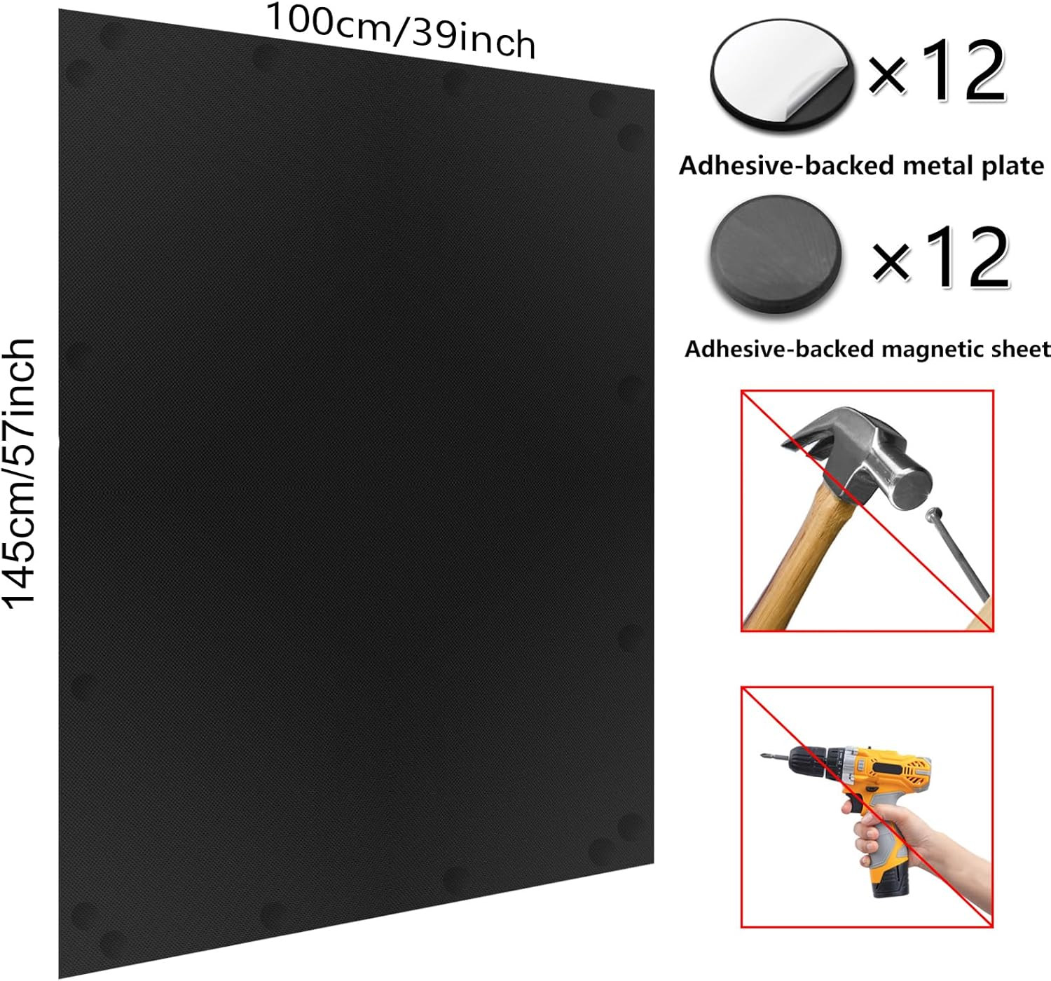 Magnetic Blackout Window Cover, 100% Darkening, Cuttable, No-Drill, 39×57 Inches
