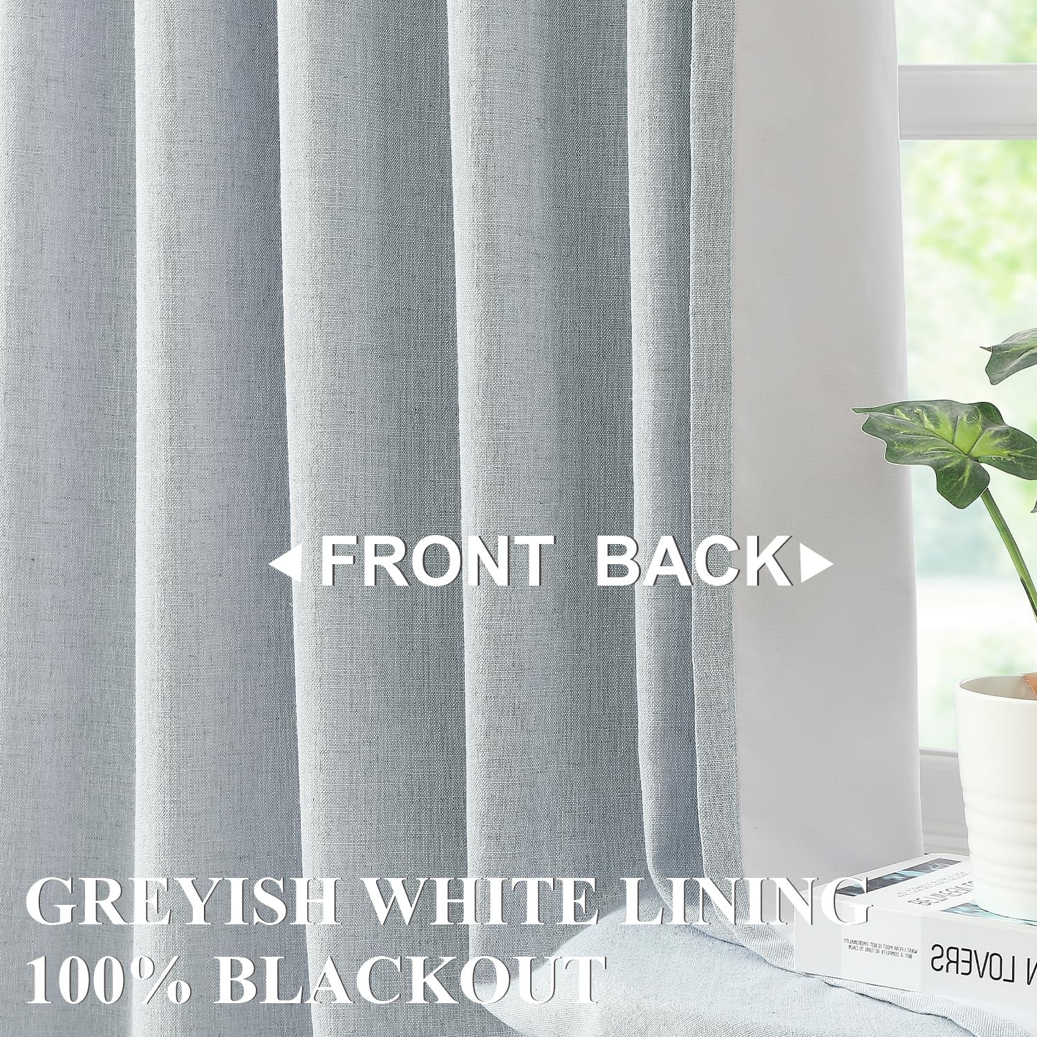Vision Home Blue Fog Linen Full Blackout Curtains Grommet Thermal Insulated
