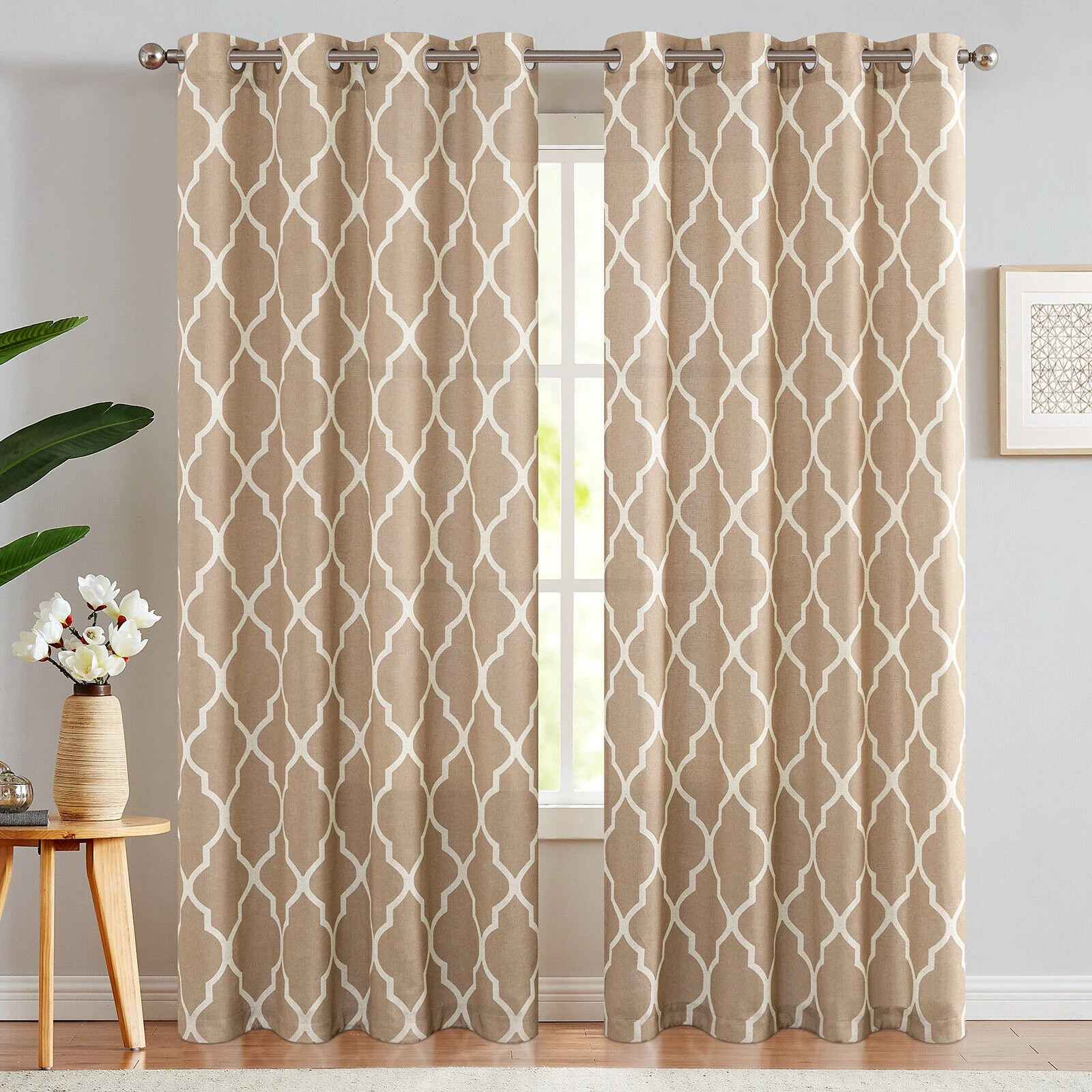 Moroccan Tile Decor Blackout LCurtains for Living Room Geometric Print, 52×108