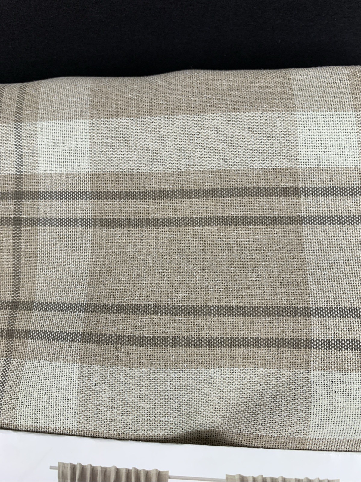 New IKEA HAGGVECKMAL 57″x 84″ Neutral Brown Plaid Curtain Panel Set 005.702.36