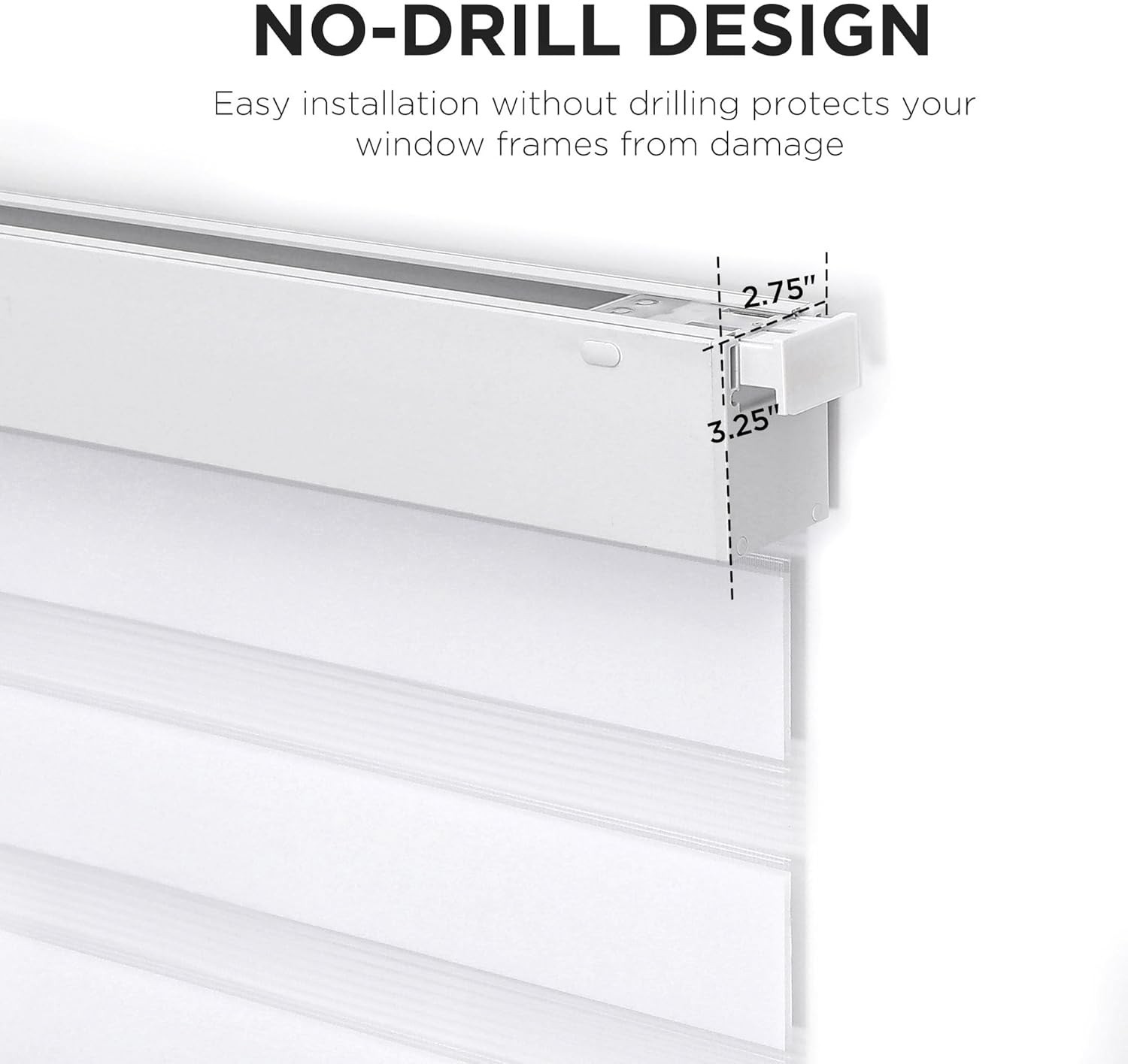 Joydeco No Drill Zebra Blinds for Windows White, 34″ W x 75″ H
