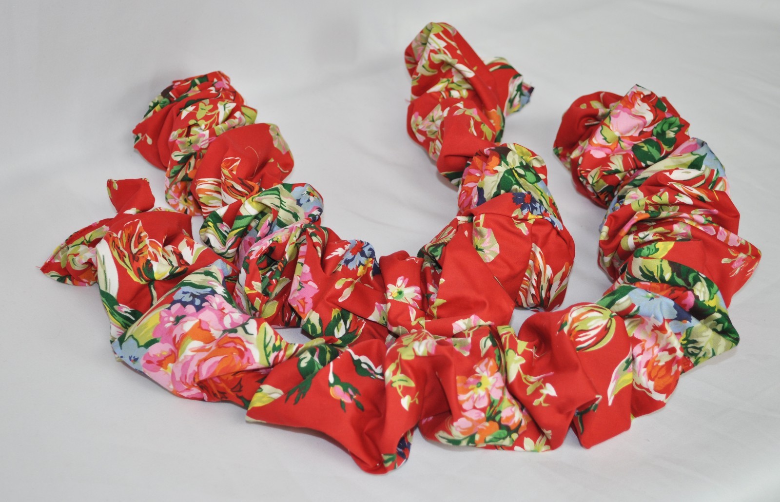 Gathered Shirred Tie Backs made w Ralph Lauren Belle Harbor Red Floral Fabric