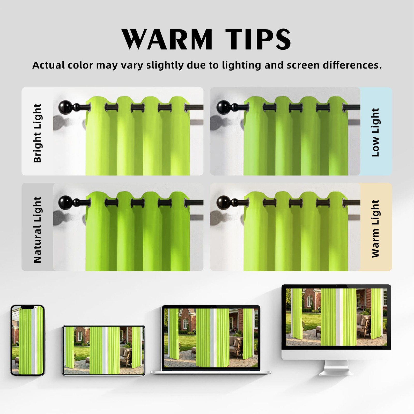 Sunshelf 4pk Green Weatherproof Grommet Patio Curtains, 37W x 95L