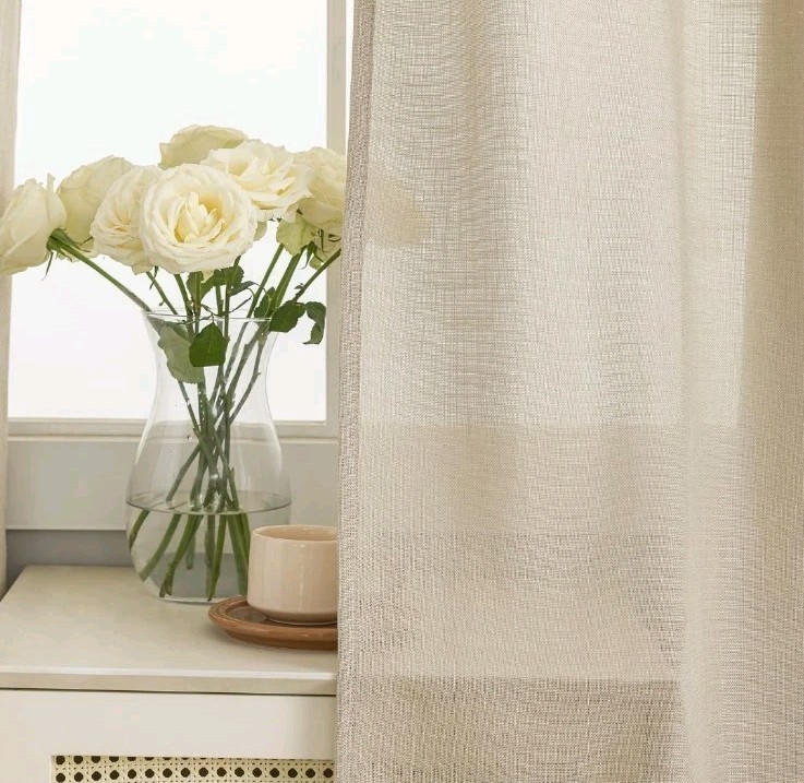 Khaki Linen Sheer Curtains 52×96 Grommet Panels for Living Room Set of 2