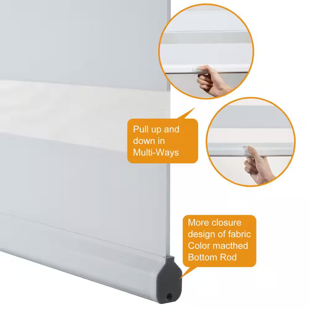 High Quality White Cordless Light Control Free Stop Polyester 77 In. Cell Layers