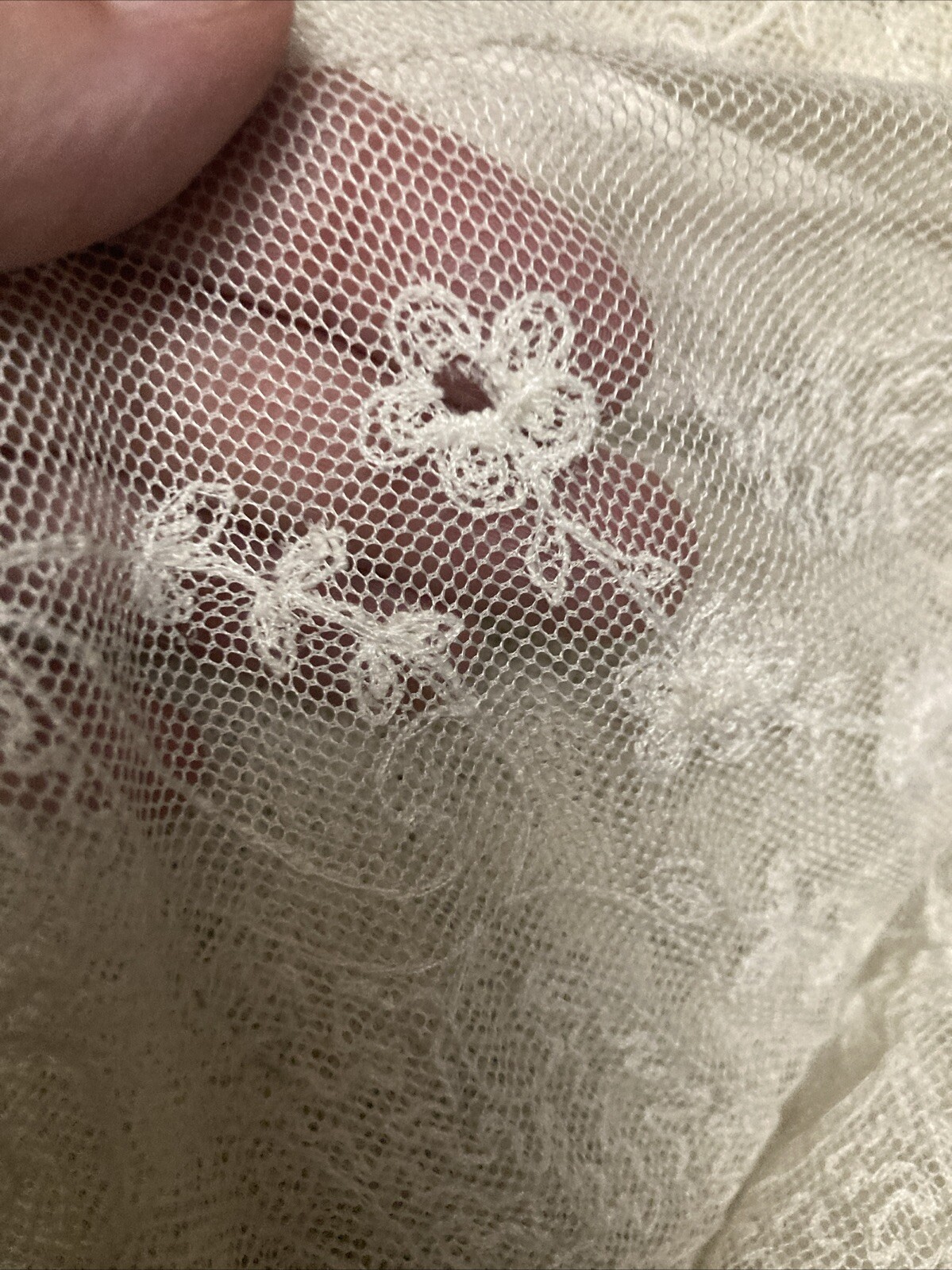 Embroidered Netting Polyester Ecru Scalloped Edge Fabric Lace Panel 240″ x 50″