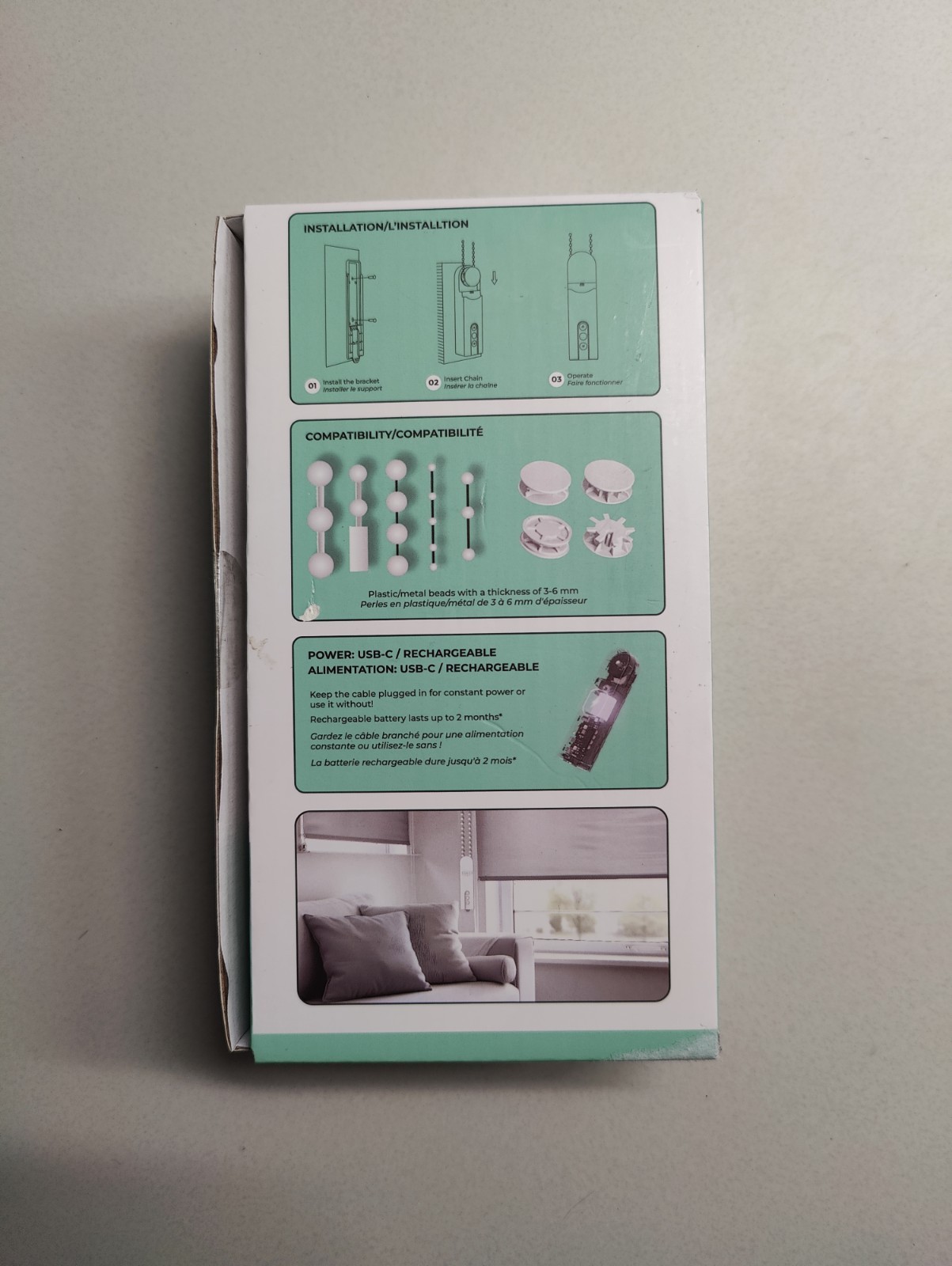 Aura Roller Smart Shade Driver Automate Existing Blinds Works with Beaded Chains