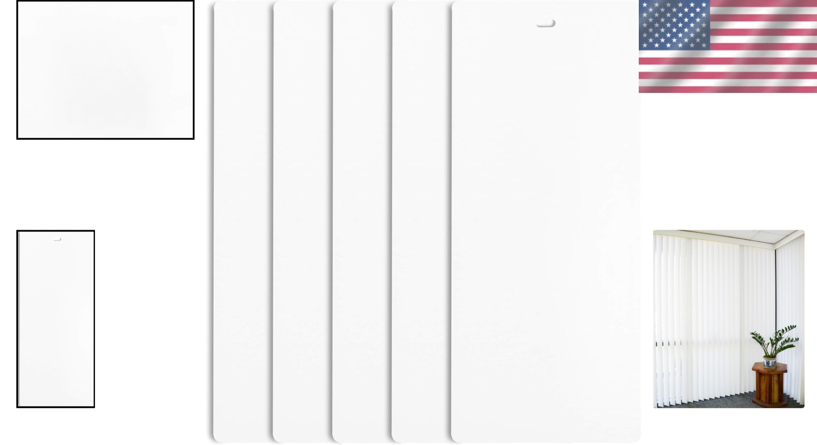 High-Quality Smooth Curved White PVC Vertical Blind Slats – 82.5″ (5 Pack)