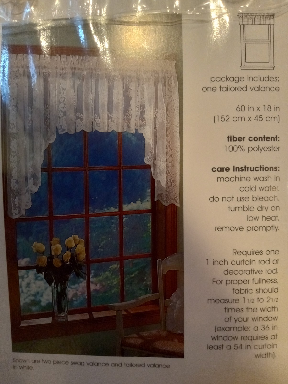 Large Window Cottage Rose Lace Valance Lace Window Valance Set Swag Valance USA